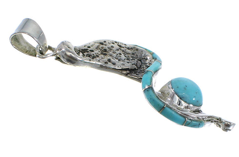 Turquoise Inlay Southwest Sterling Silver Pendant AX47795